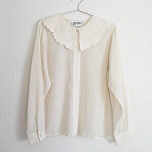 Vintage cream blouse with statement collar